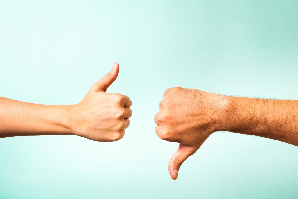 Thumbs up and thumbs down