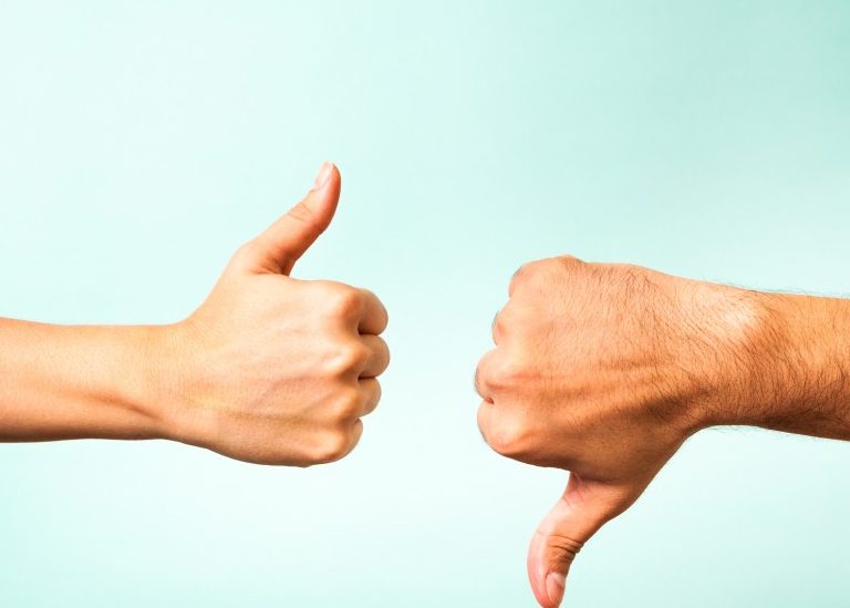 Thumbs up and thumbs down