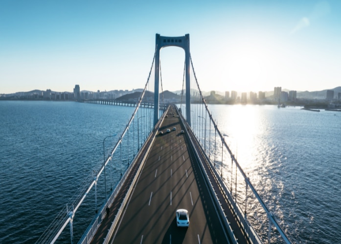 vehicle on bridge