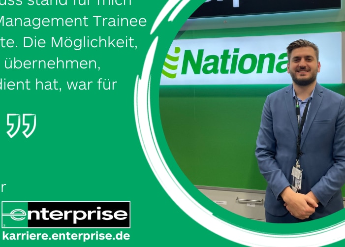 Photo of a man in a suit with a quote on a green background