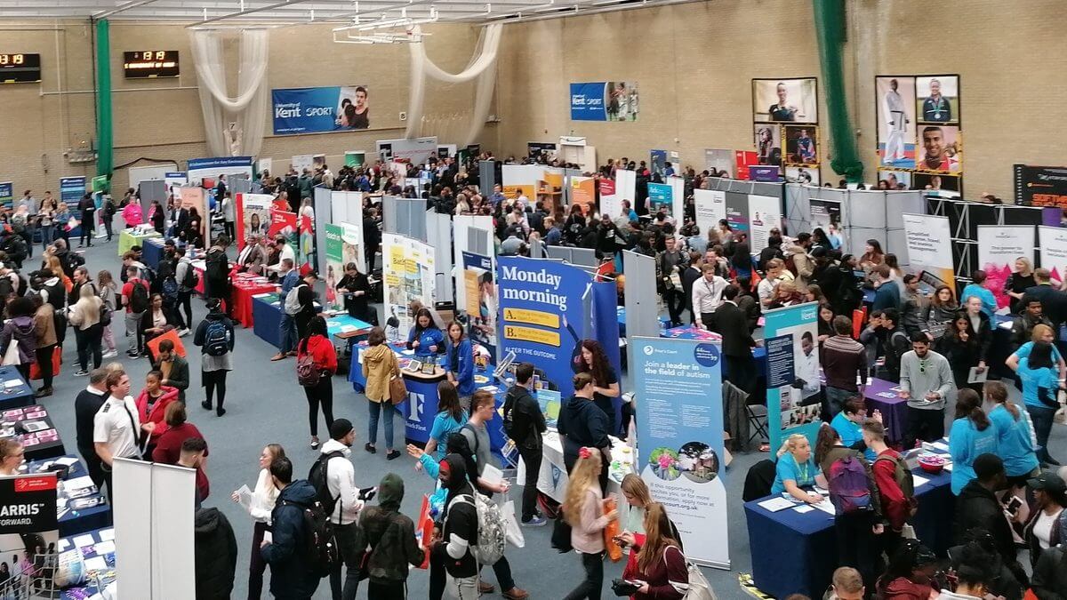Job fair in a gymnasium