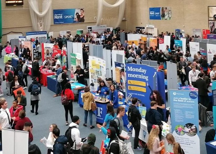 Job fair in a gymnasium