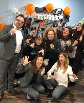 Enterprise employees at a Halloween party