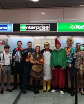 Employees in costumes